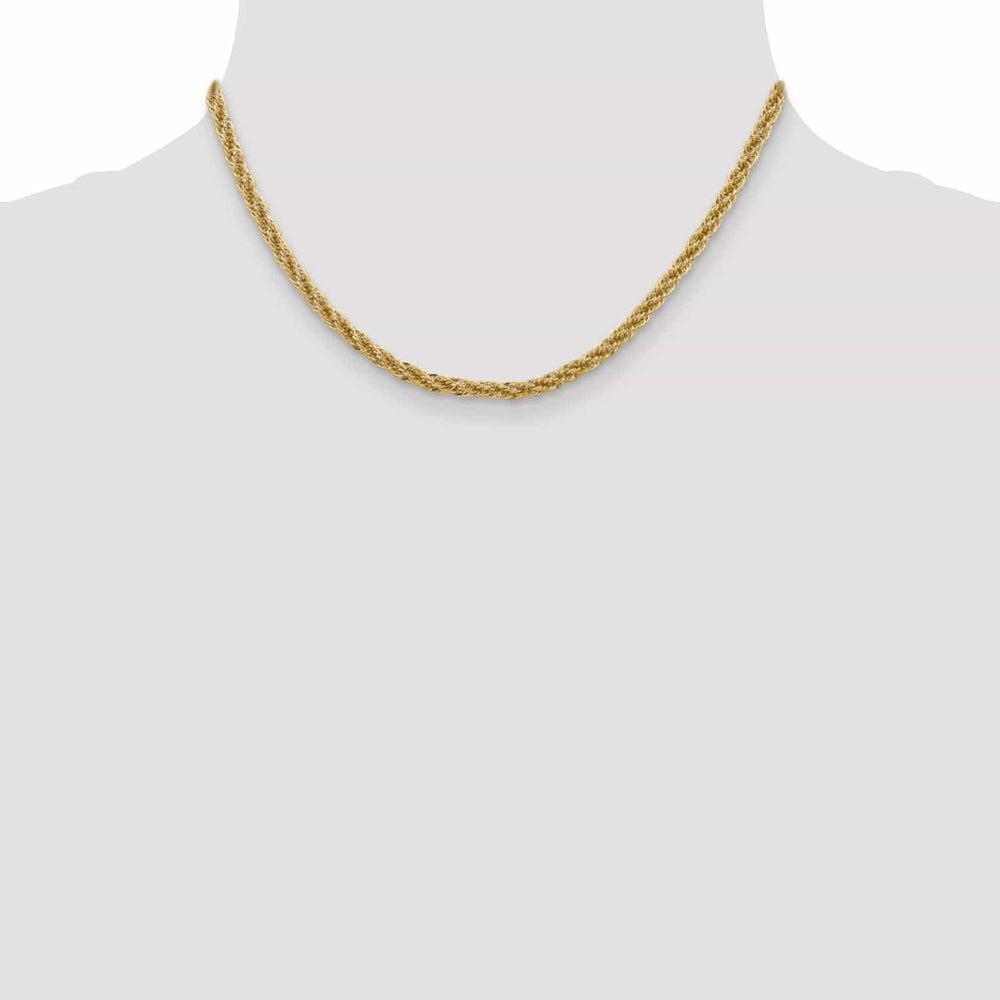 14k Yellow Gold 3.30mm D.C Semi Solid Rope Chain