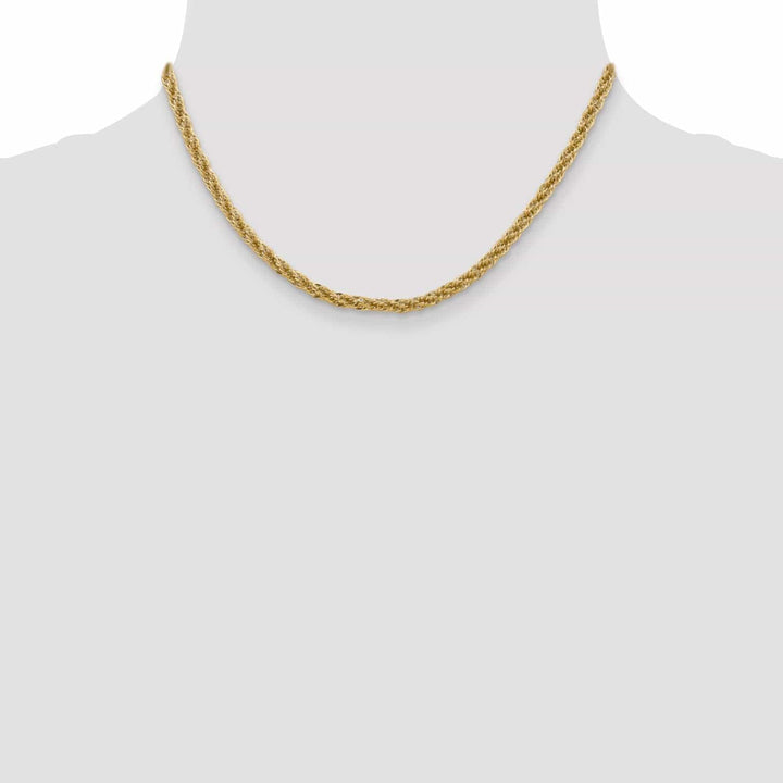 14k Yellow Gold 3.30mm D.C Semi Solid Rope Chain