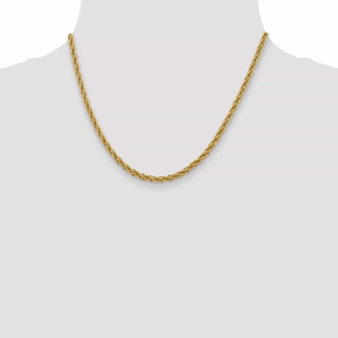 14k Yellow Gold 3.30mm D.C Semi Solid Rope Chain