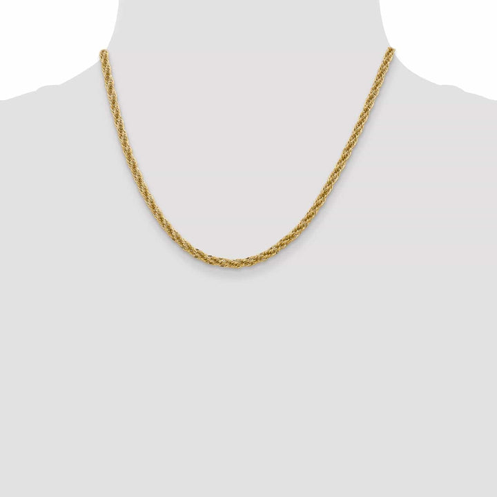 14k Yellow Gold 3.30mm D.C Semi Solid Rope Chain