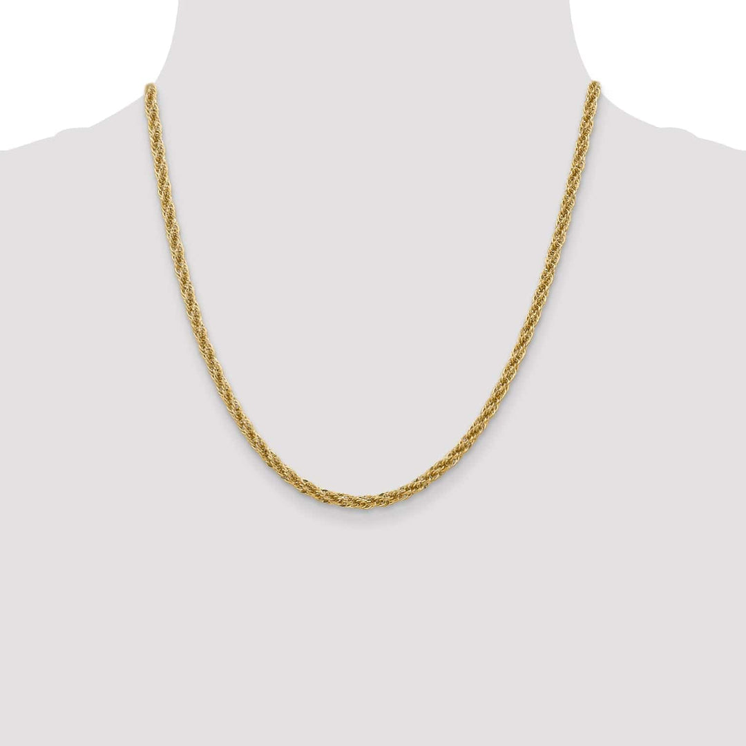14k Yellow Gold 3.30mm D.C Semi Solid Rope Chain