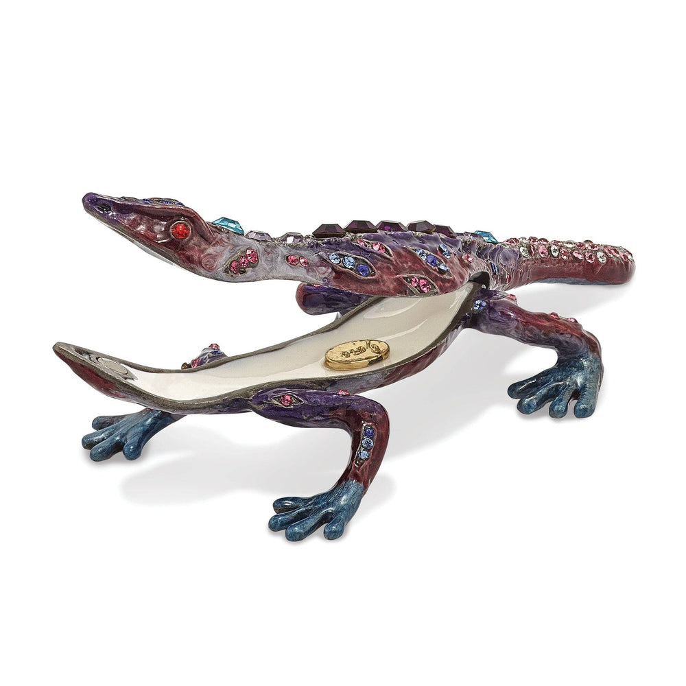 Gecko Trinket Box Purple Red and Blue Enamel