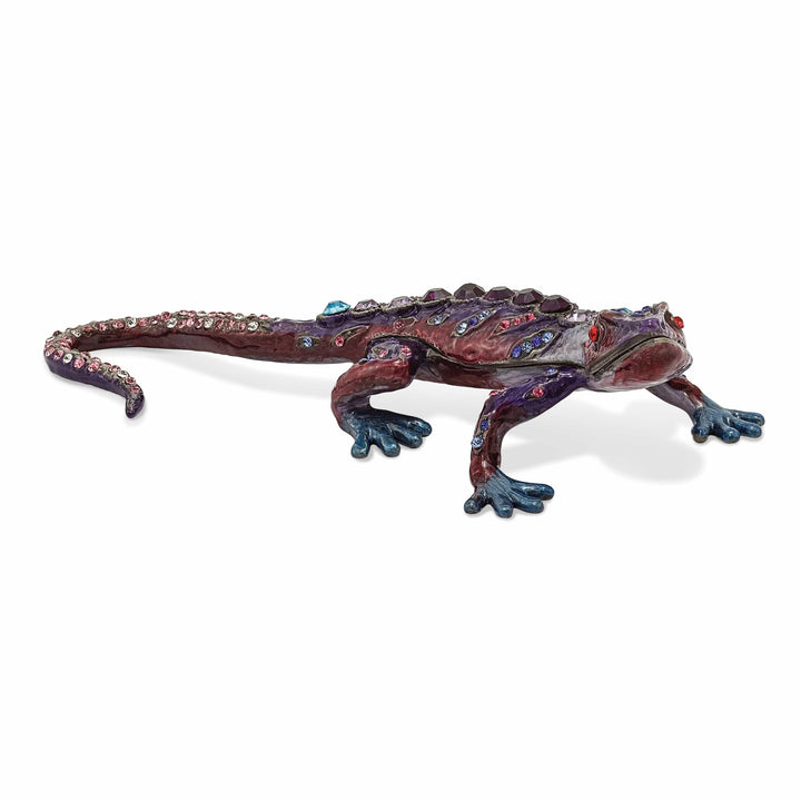 Gecko Trinket Box Purple Red and Blue Enamel