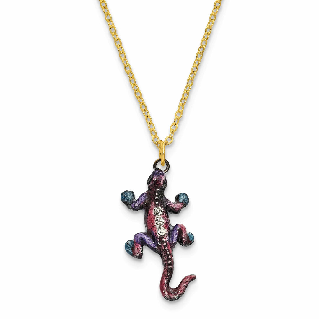 Gecko Trinket Box Purple Red and Blue Enamel