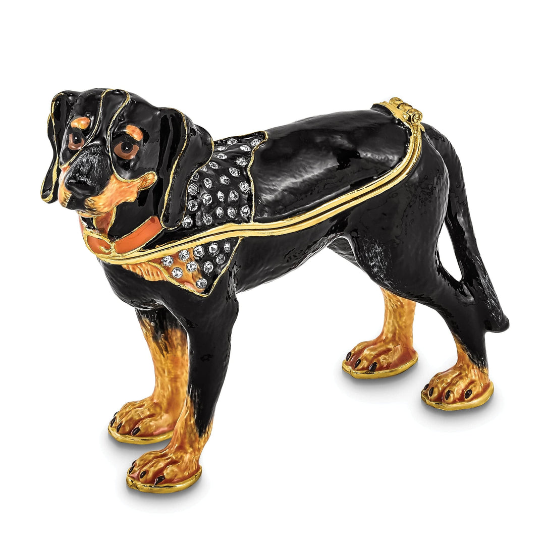 Bejewel Multi Color Enamel Finish KNOX Bluetick Coonhound Trinket Box