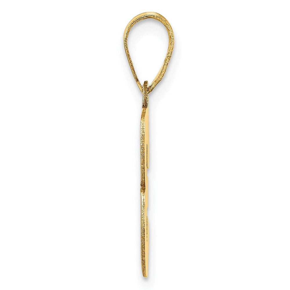 14k Yellow Gold Polished Finish Block Script Design Number 3 Charm Pendant
