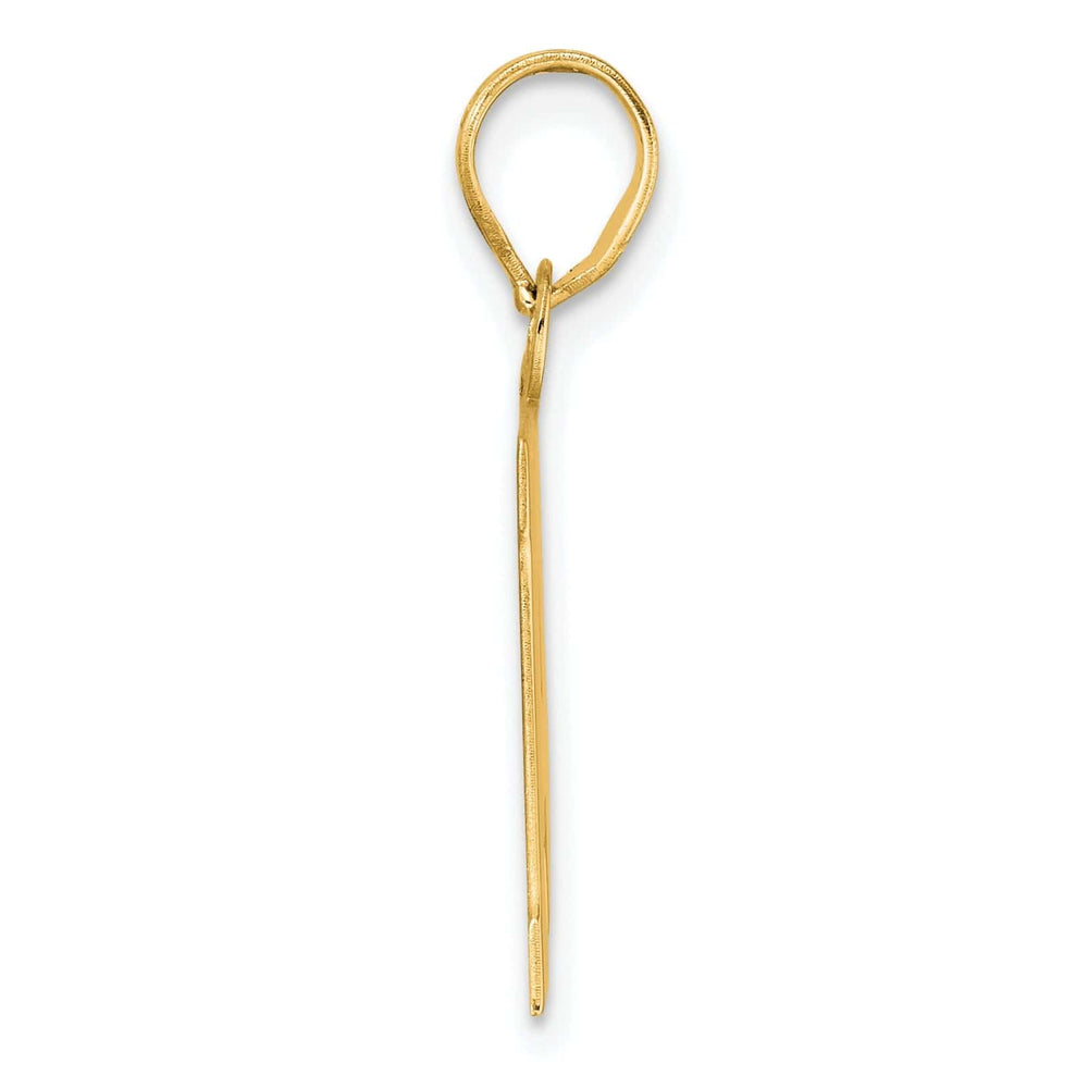 14k Yellow Gold Polished Finish Block Script Design Number 14 Charm Pendant