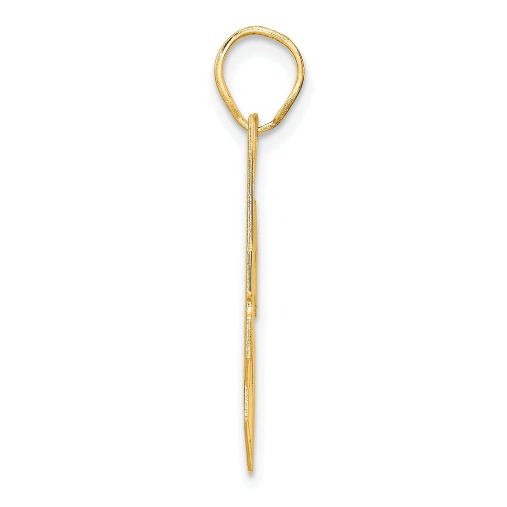 14k Yellow Gold Polished Finish Block Script Design Number 24 Charm Pendant