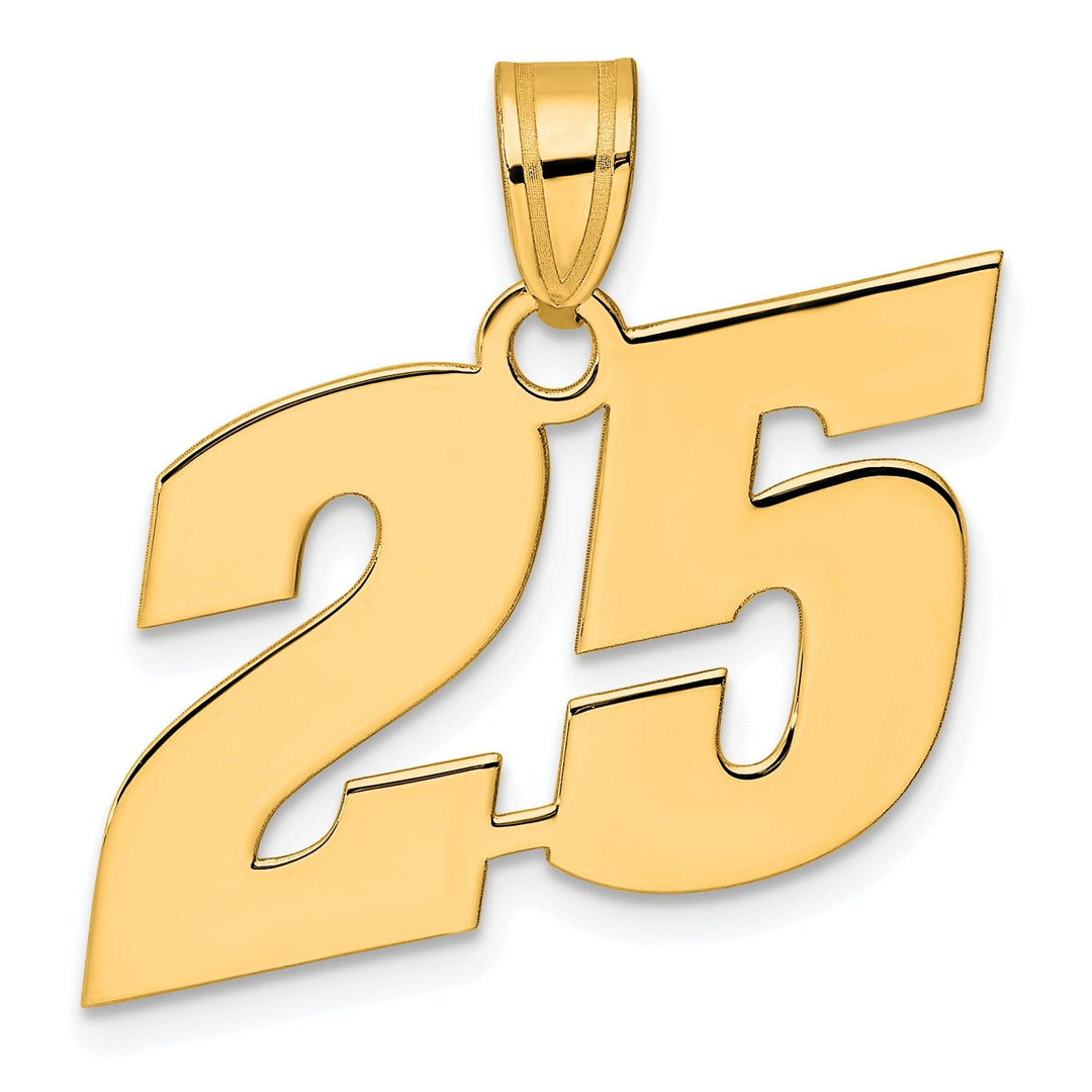 14k Yellow Gold Polished Finish Block Script Design Number 25 Charm Pendant