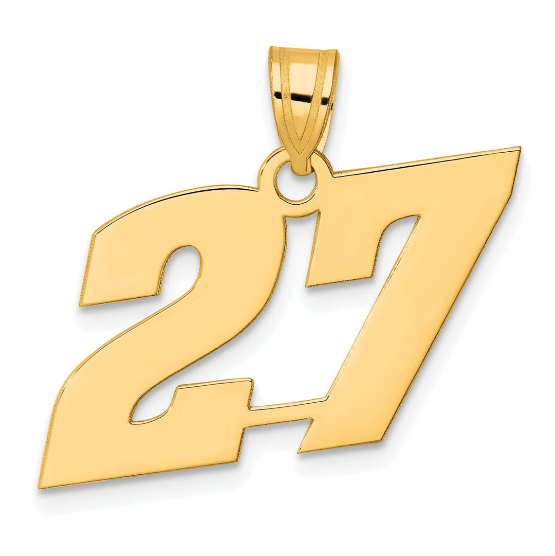 14k Yellow Gold Polished Finish Block Script Design Number 27 Charm Pendant