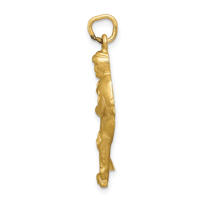 14k Yellow Gold Hockey Player Charm Pendant