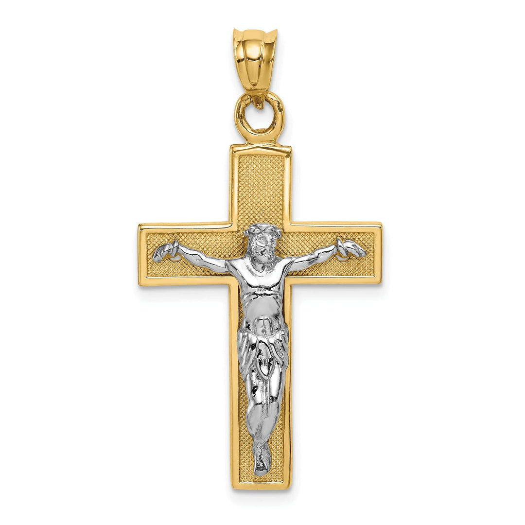 14k Two-tone Gold Crucifix Pendant