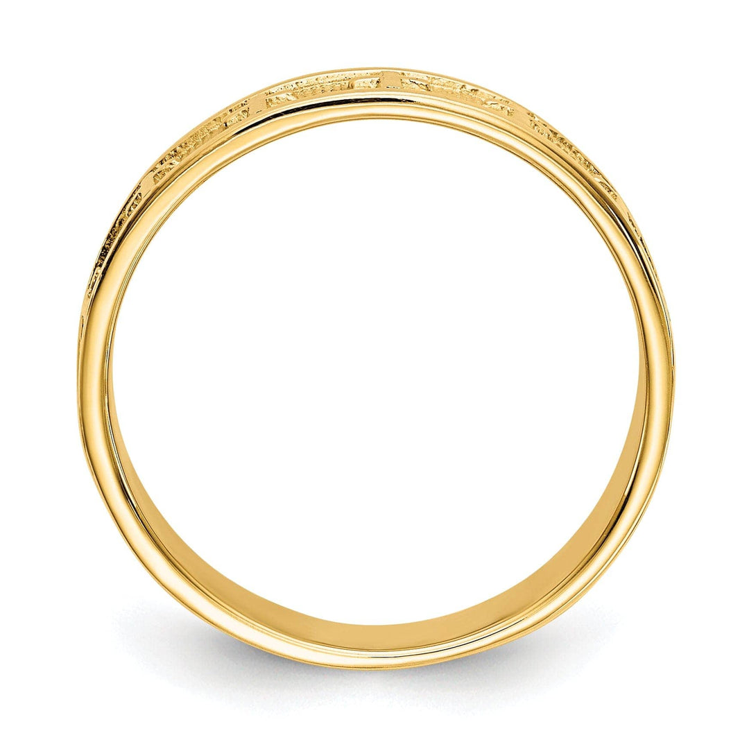 14k Yellow Gold Polished Satin Cross Band