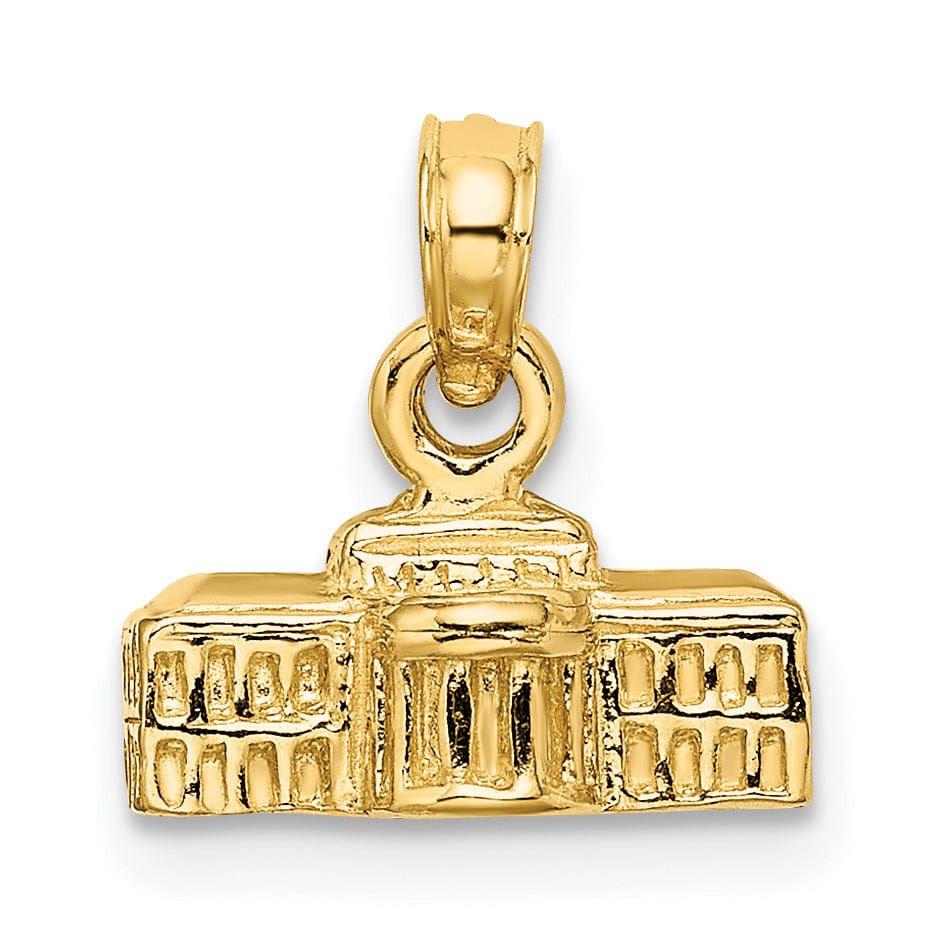 14k Yellow Gold 3-D White House Pendant