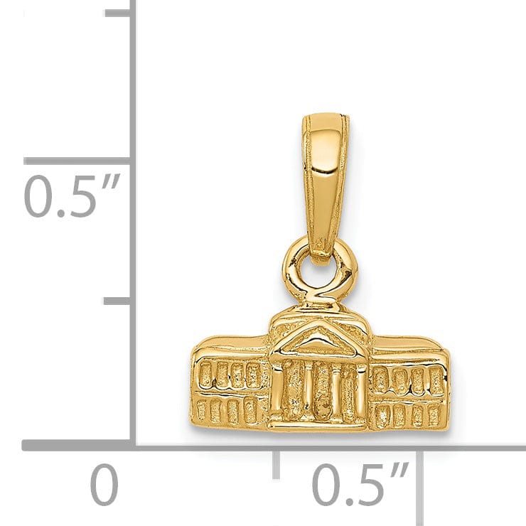14k Yellow Gold 3-D White House Pendant