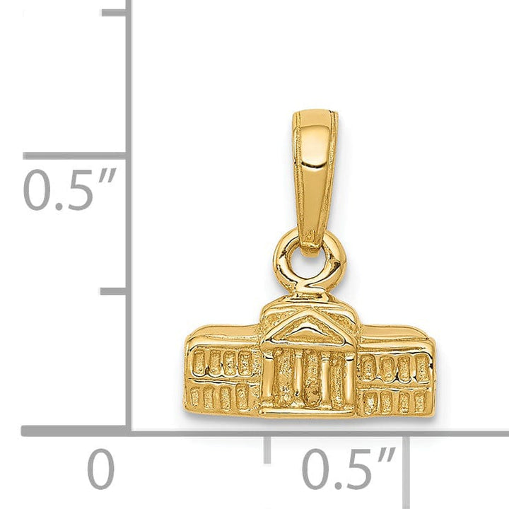 14k Yellow Gold 3-D White House Pendant
