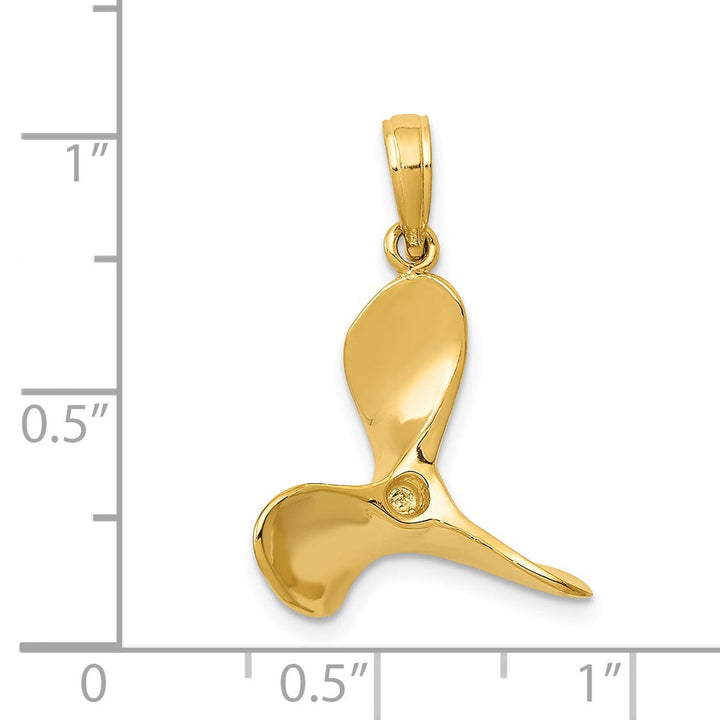 14k Yellow Gold Polished 3-D Propeller Pendant