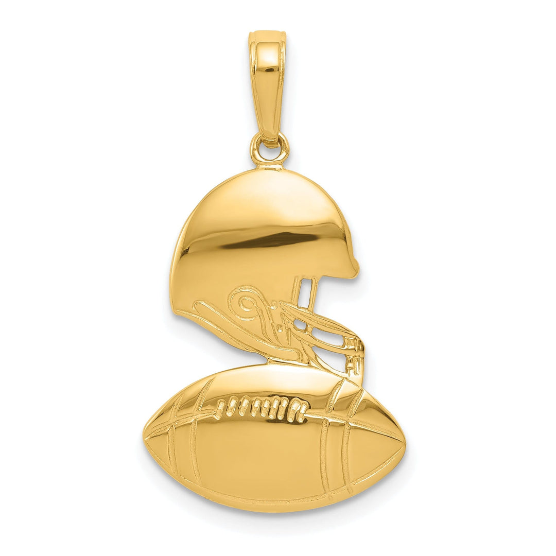 14k Yellow Gold Football Helmet Charm Pendant
