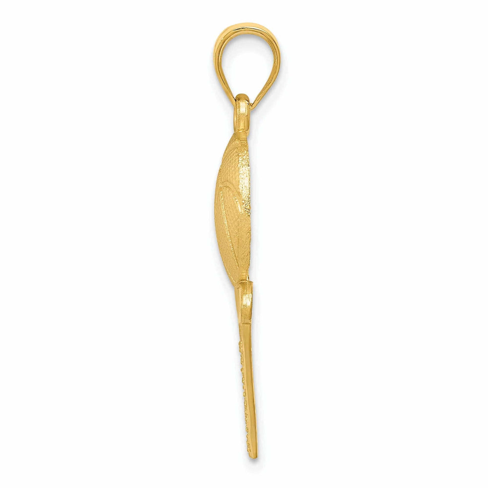 14 Yellow Gold Basketball and Net Charm Pendant