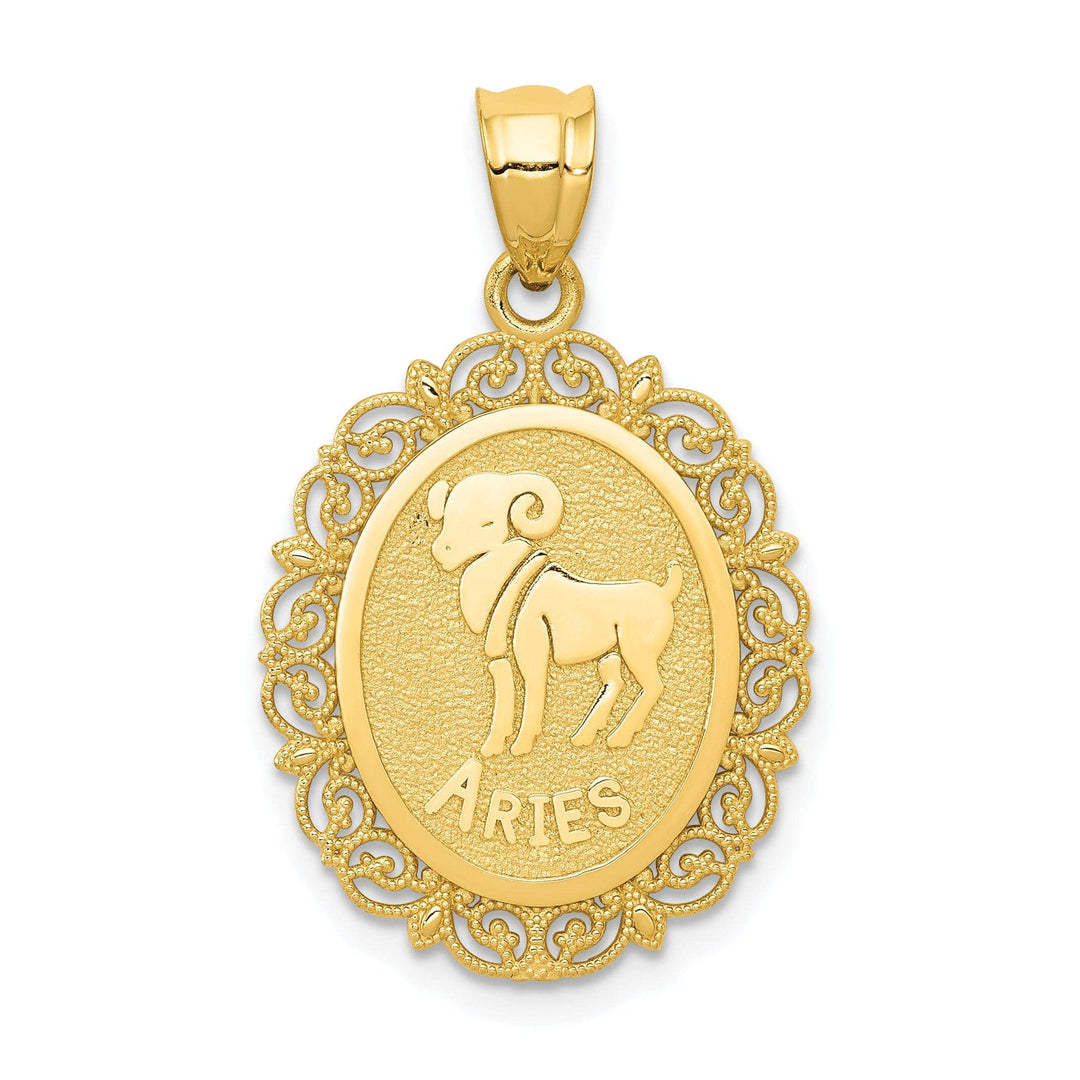 14k Yellow Gold Solid Aries Zodiac Pendant