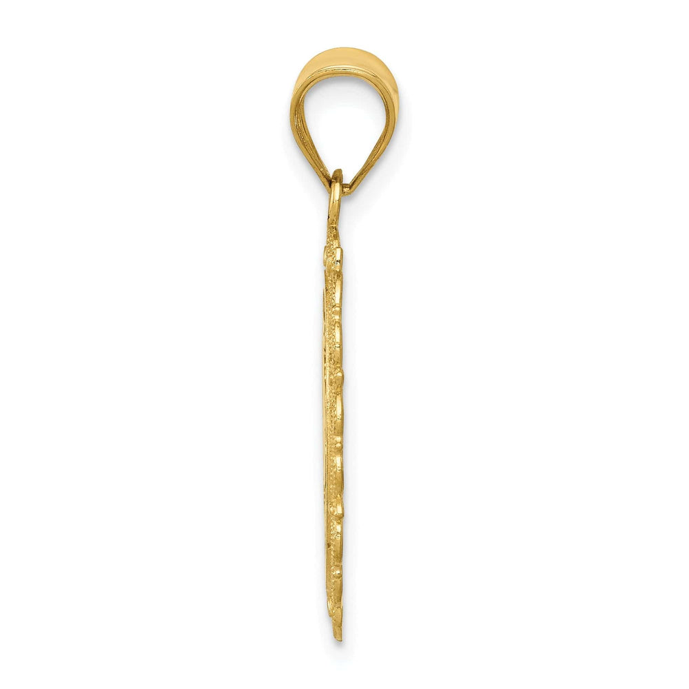 14k Yellow Gold Satin Capricorn Zodiac Pendant