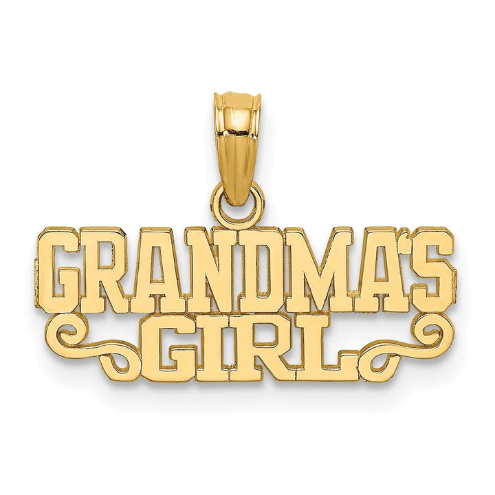14k Yellow Gold Flat Back Polished Finish GRANDMA'S GIRL in Script Charm Pendant