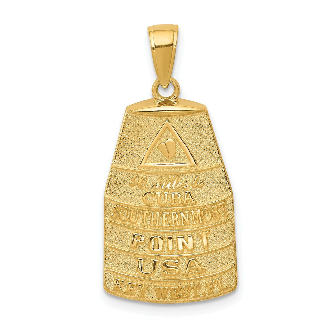 14k Yellow Gold Solid Polished Textured Finish The Most Southern Point of the U.S.A KEY WEST Charm Pendant