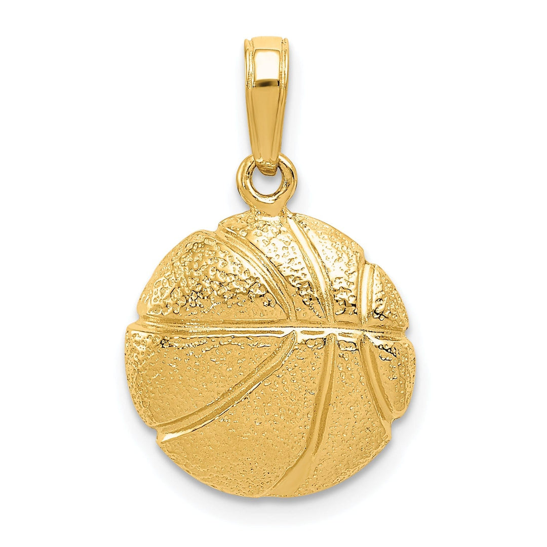 14k Yellow Gold Basketball Charm Pendant