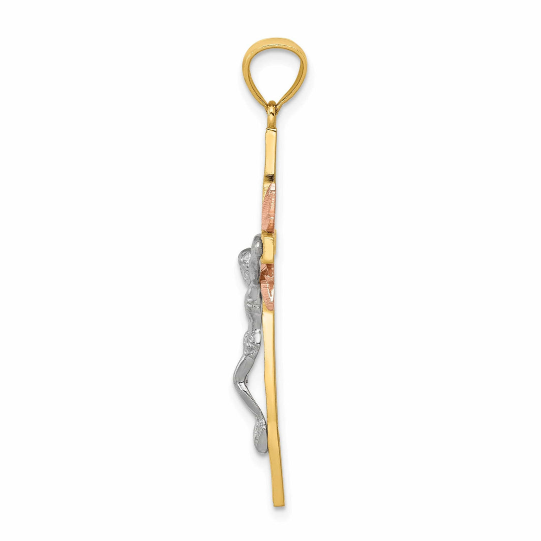 14k Tri-Color Gold Celtic Crucifix Cross Pendant