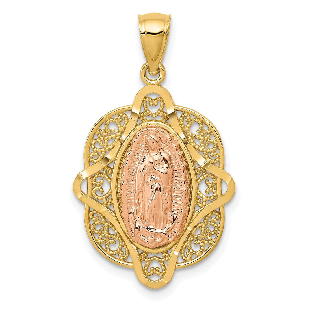 14k Two Tone Rose Gold Virgin Mary Pendant