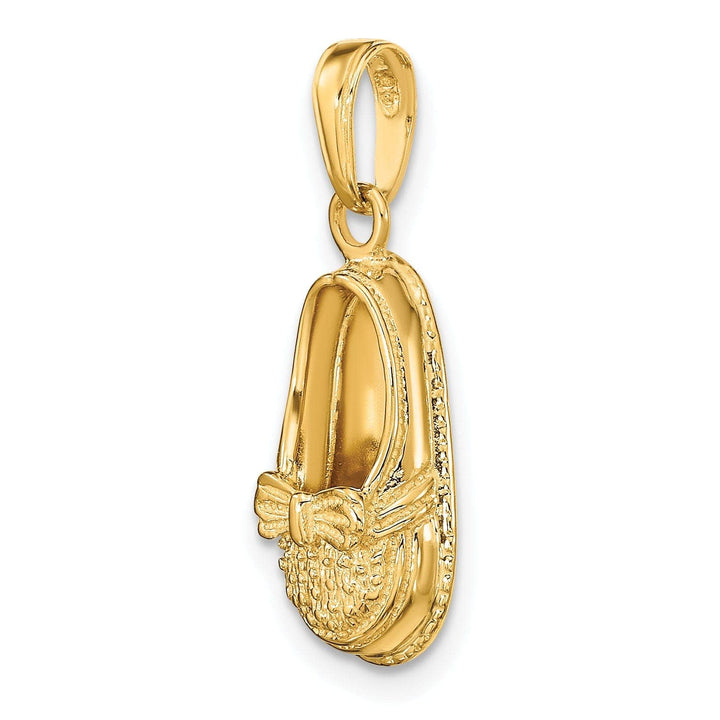 14k Yellow Gold 3-D Baby Shoe with Bow Pendant.