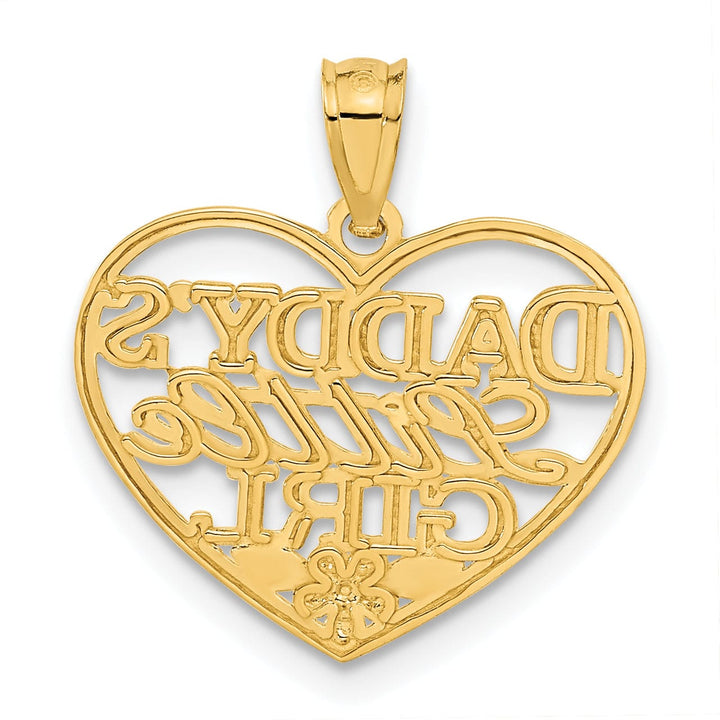 14k Yellow Gold Daddy Little Girl Heart Pendant