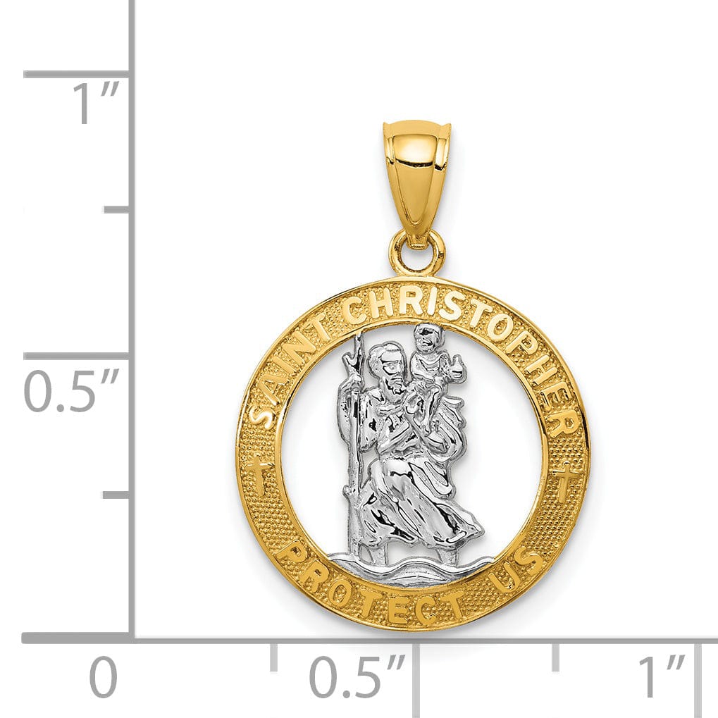 14k Two Tone Gold Saint Christopher Pendant