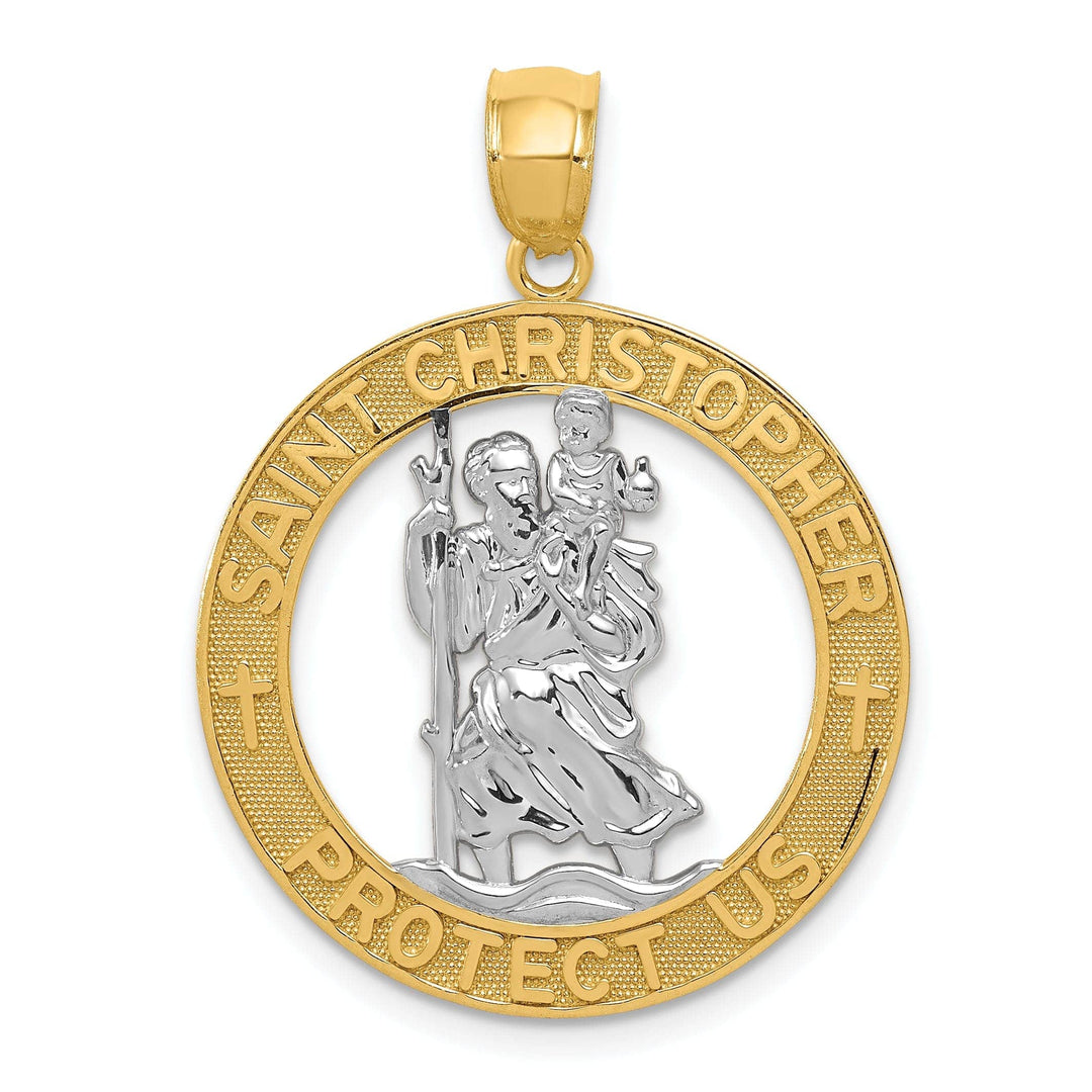 14k Two Tone Gold Saint Christopher Pendant