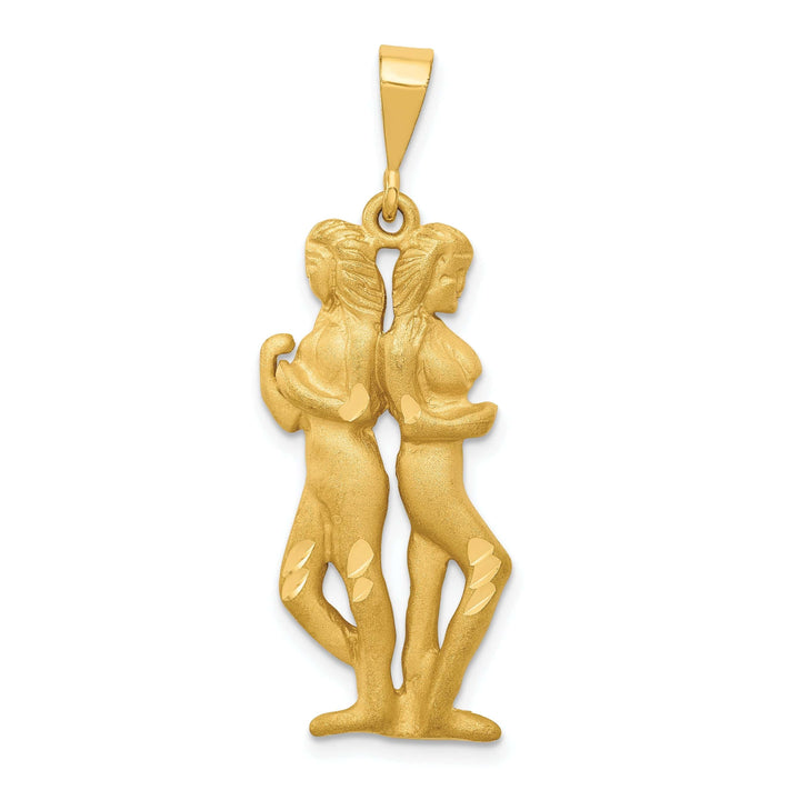 14k Yellow Gold Gemini Zodiac Charm Pendant