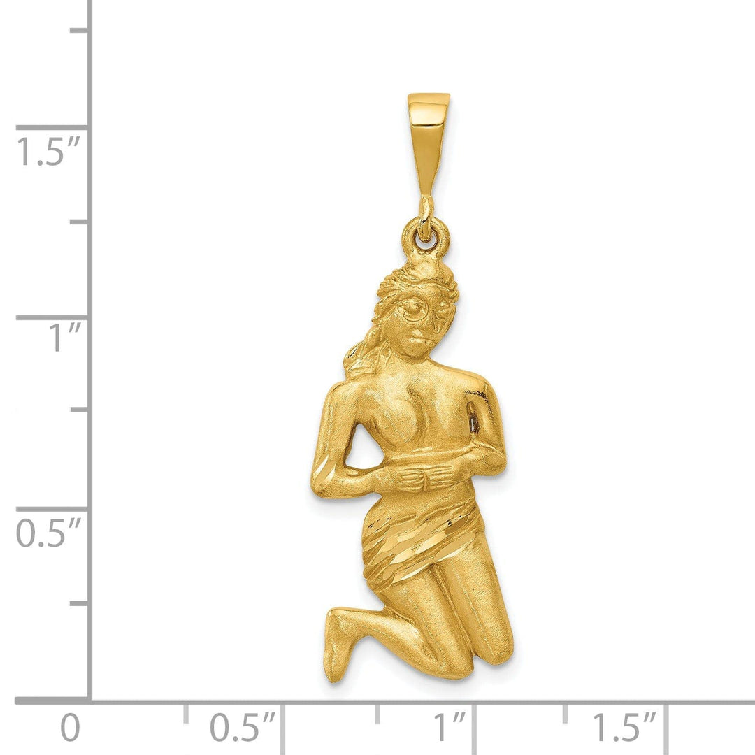 14k Yellow Gold Virgo Zodiac Charm Pendant