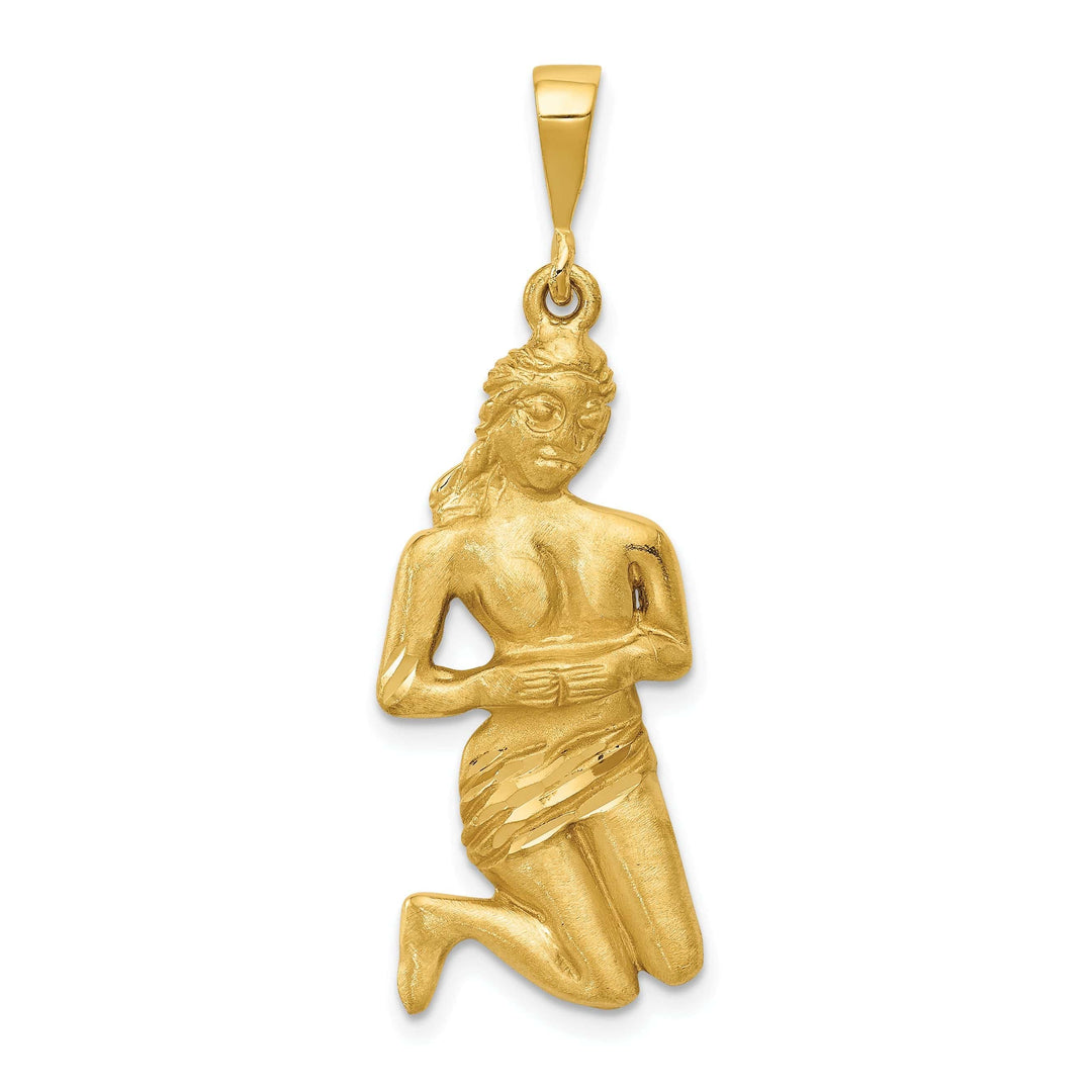 14k Yellow Gold Virgo Zodiac Charm Pendant