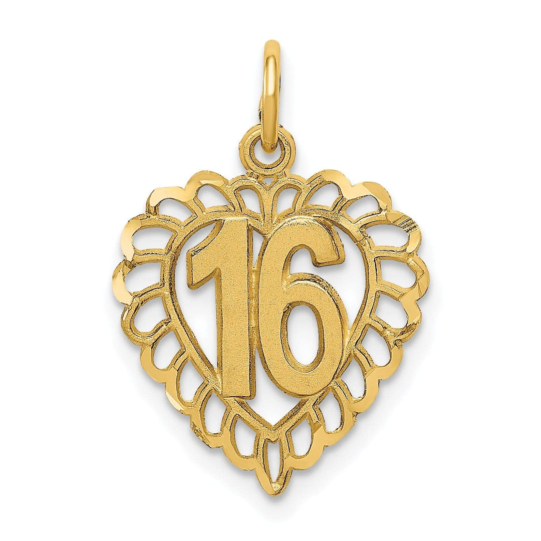 14k Yellow Gold 16 in a Heart Charm Pendant