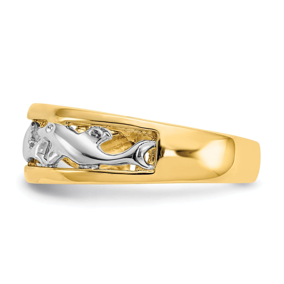 14k Two Tone Gold Dolphin Ring