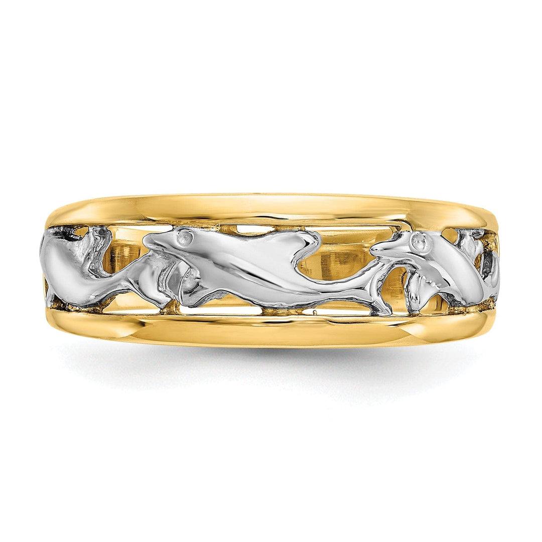14k Two Tone Gold Dolphin Ring