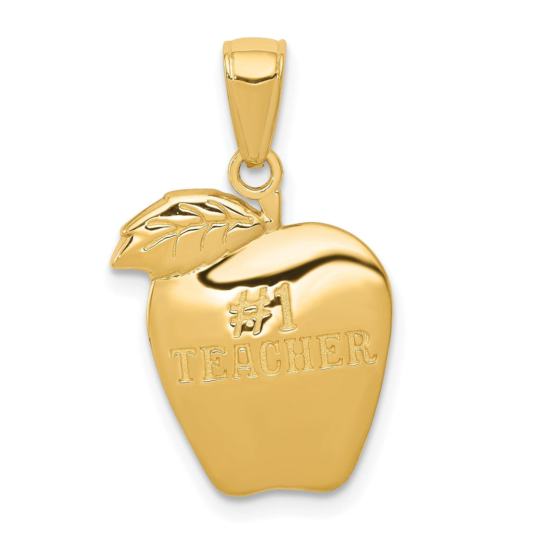 14k Yellow Gold #1 Teacher Apple Charm Pendant