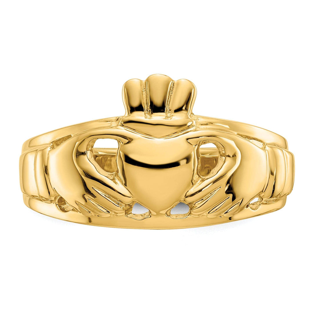 Ladies polished 14kt yellow gold claddagh ring