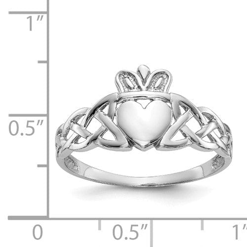 14kt white gold mens claddagh ring