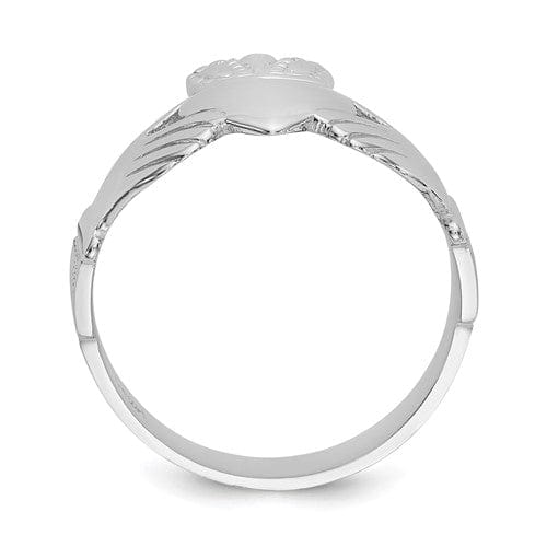 14kt white gold mens claddagh ring