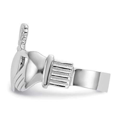 14kt white gold mens claddagh ring