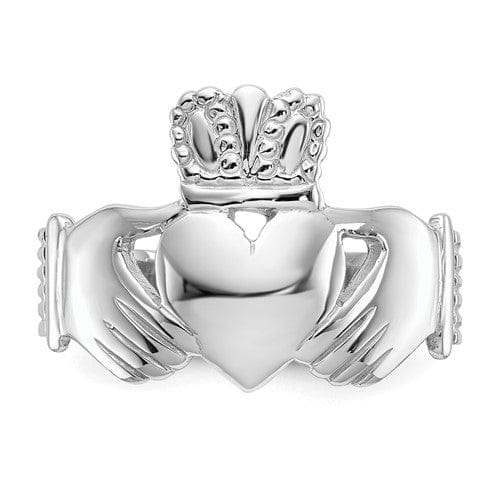 14kt white gold mens claddagh ring
