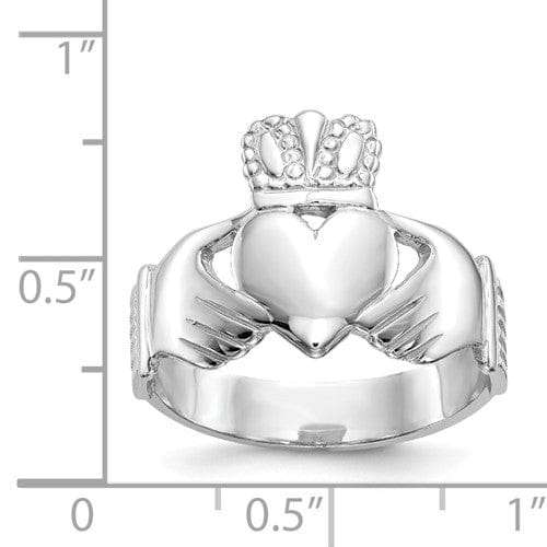 14kt white gold mens claddagh ring