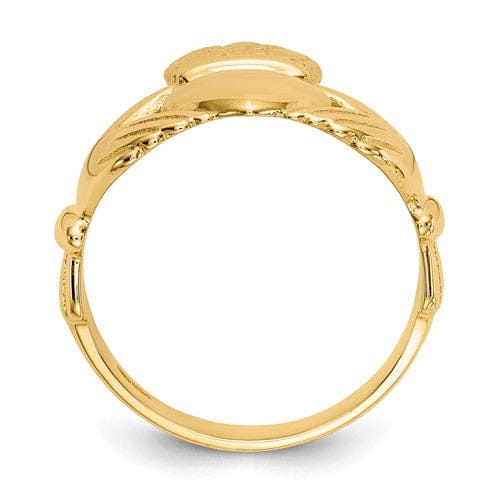 14kt yellow gold mens claddagh ring