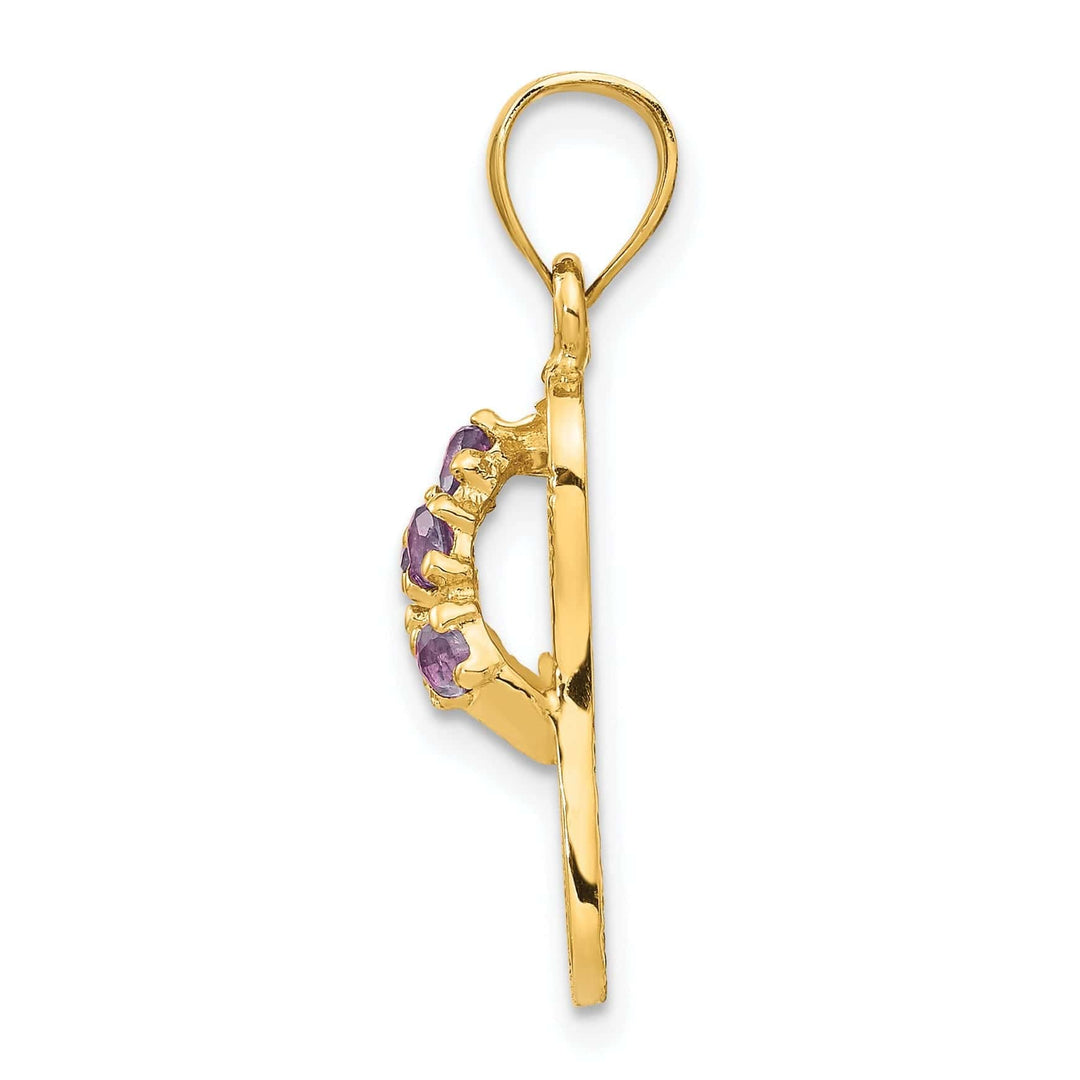14k Yellow Gold Solid Texture Polish Finish 3-Dimensional June Cubic Zirconia Birthstone Flip Flop Sandle Charm Pendant
