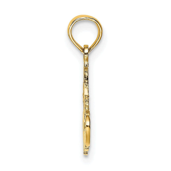 14K Yellow Gold Polished Finish Dove Flying Holding a Heart Pendant